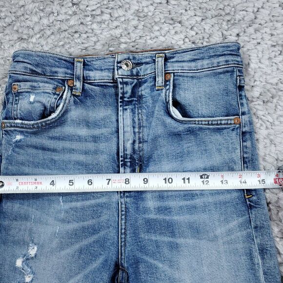 Agolde Ruby Super High Rise Premium Slim Straight Jeans Outsider Size 26 Blue - Picture 14 of 16